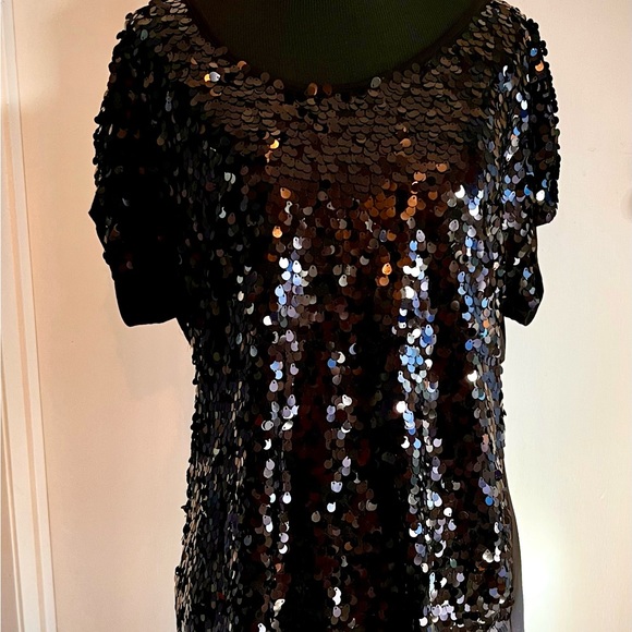 Stunning Delicate Michael Kors Blouse, Med, Black w/round Sequins-Never Used-NWT - Picture 4 of 12